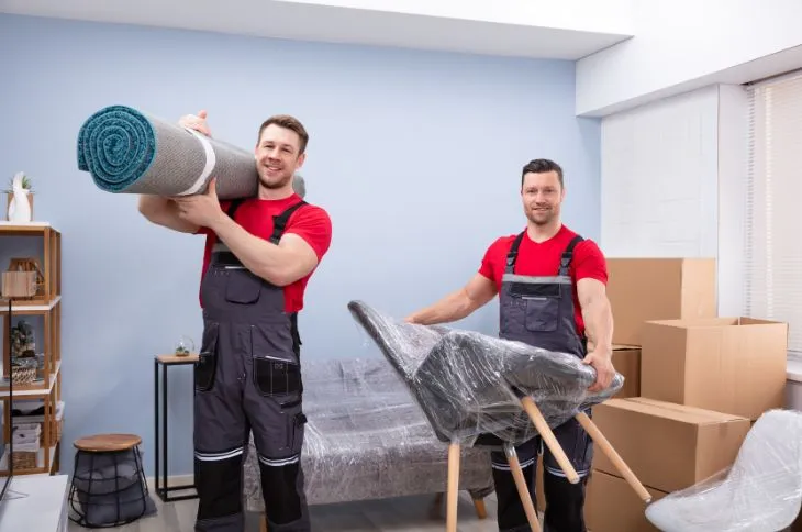 Kollegen transportieren Möbel Kollegen transportieren Möbel